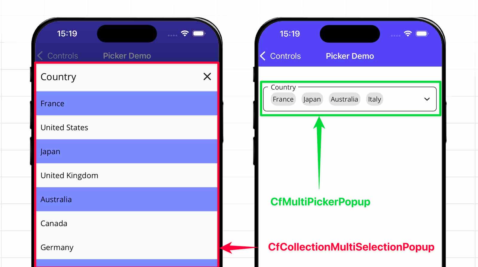 CfMultiPickerPopup and CfCollectionMultiSelectionPopup